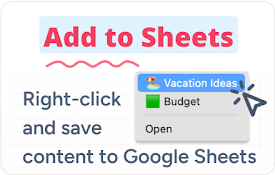 Add to Sheets - Save to Google Sheets in 1 click