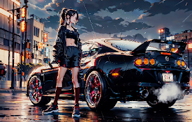 Black Supra and Girl Live Wallpaper
