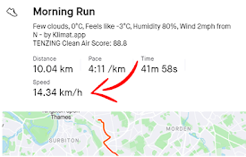 Strava Speed (Km/h / mph)