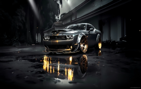 Black Dodge Challenger Hemi Widebody Live Wallpaper.