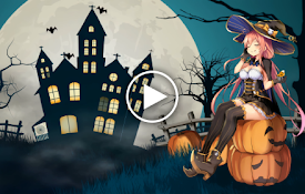 Anime Girl Halloween Live Wallpaer New Tab