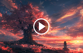 Anime Girl Watching Sunset By Cherry Tree A Stunning Live Wallpaper