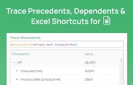 Google Sheets Excel Shortcuts &amp; Trace Formula