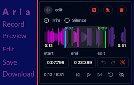 Aria: Audio &amp; Voice Recorder, Editor &amp; Downloader