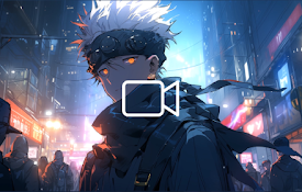 Gojo In Dystopian City Live Wallpaper