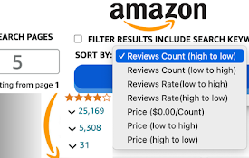 Amazon sort by Reviews Count (US UK CA MX)