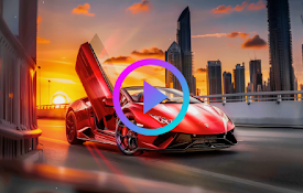 Red Lamborghini with Cityscape: Dynamic Live Wallpaper