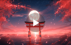 Torii Gate Sakura Blood Moonlight Live Wallpaper