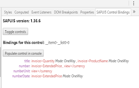 SAPUI5 control Bindings Viewer
