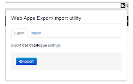 BC Web app config import/export