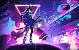 Samurai Anime Girl Neon Live Wallpaper